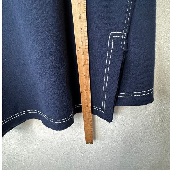 Elizabeth and James Navy with White Stitch Long Sleeve Hooded Sweater L - Picture 15 of 15